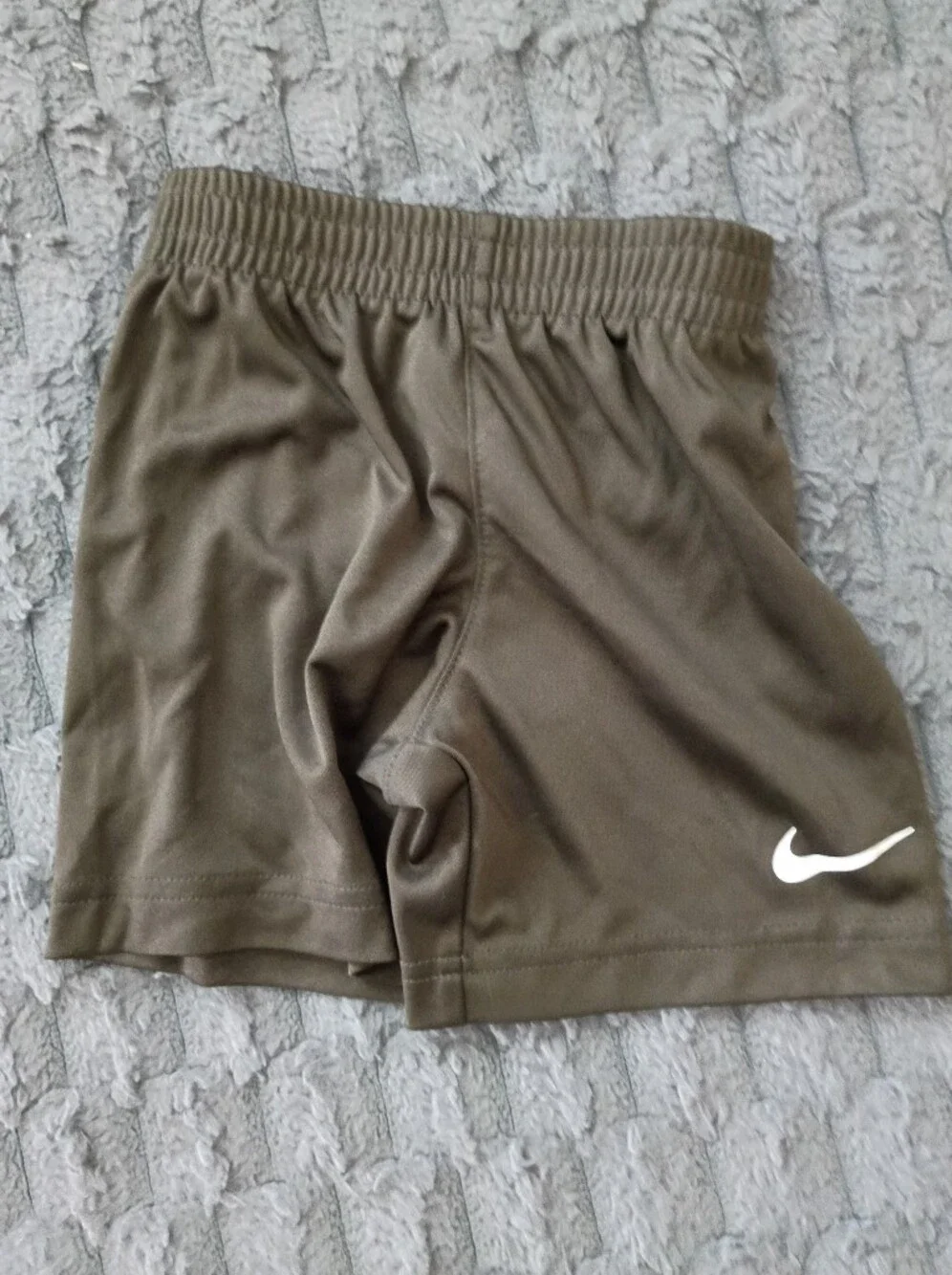 Nike Toddler Olive Athletic Shorts with White Swoosh